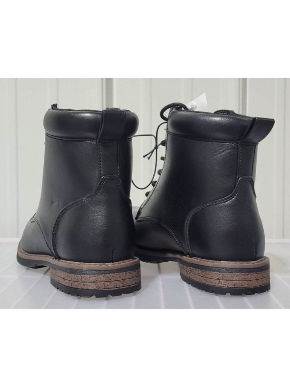 Goodfellow Jeffrey Classic Lace Up Faux Leather Black Combat Boots -- Men's 8 - Picture 3 of 6